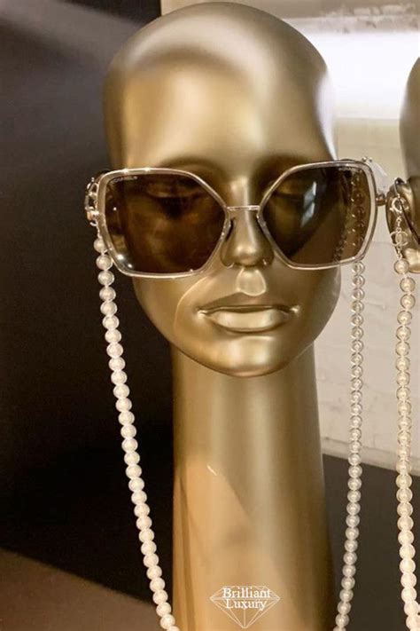 chanel glasses with chain on side|chanel glasses with pearl chain.